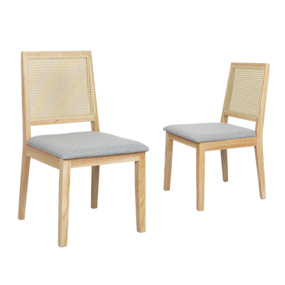 Premium 2x Rattan Dining Chair Solid Wood Lounge  Scandi Inspired