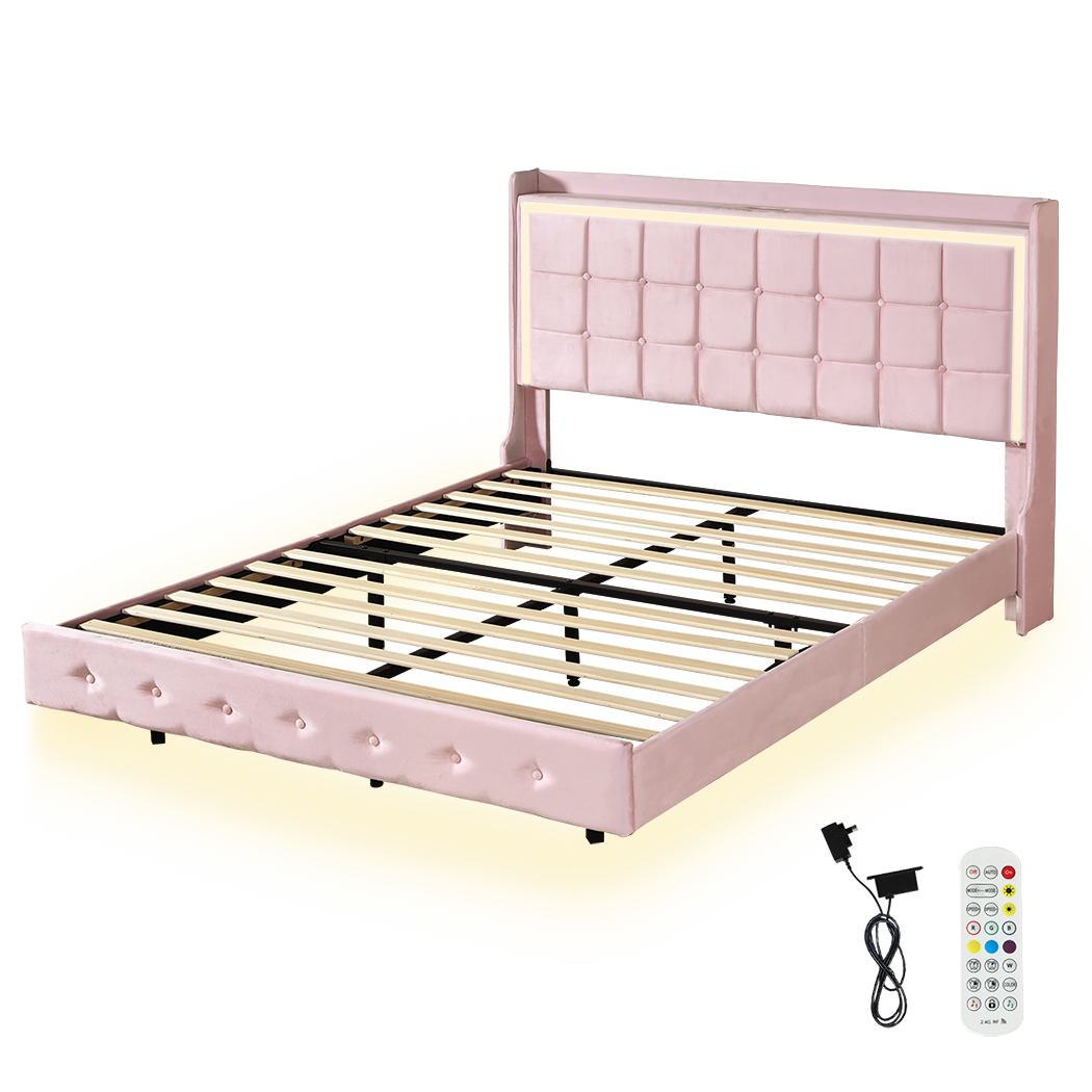 Functional Queen Floating Bed Frame  Multipurpose Use Classic