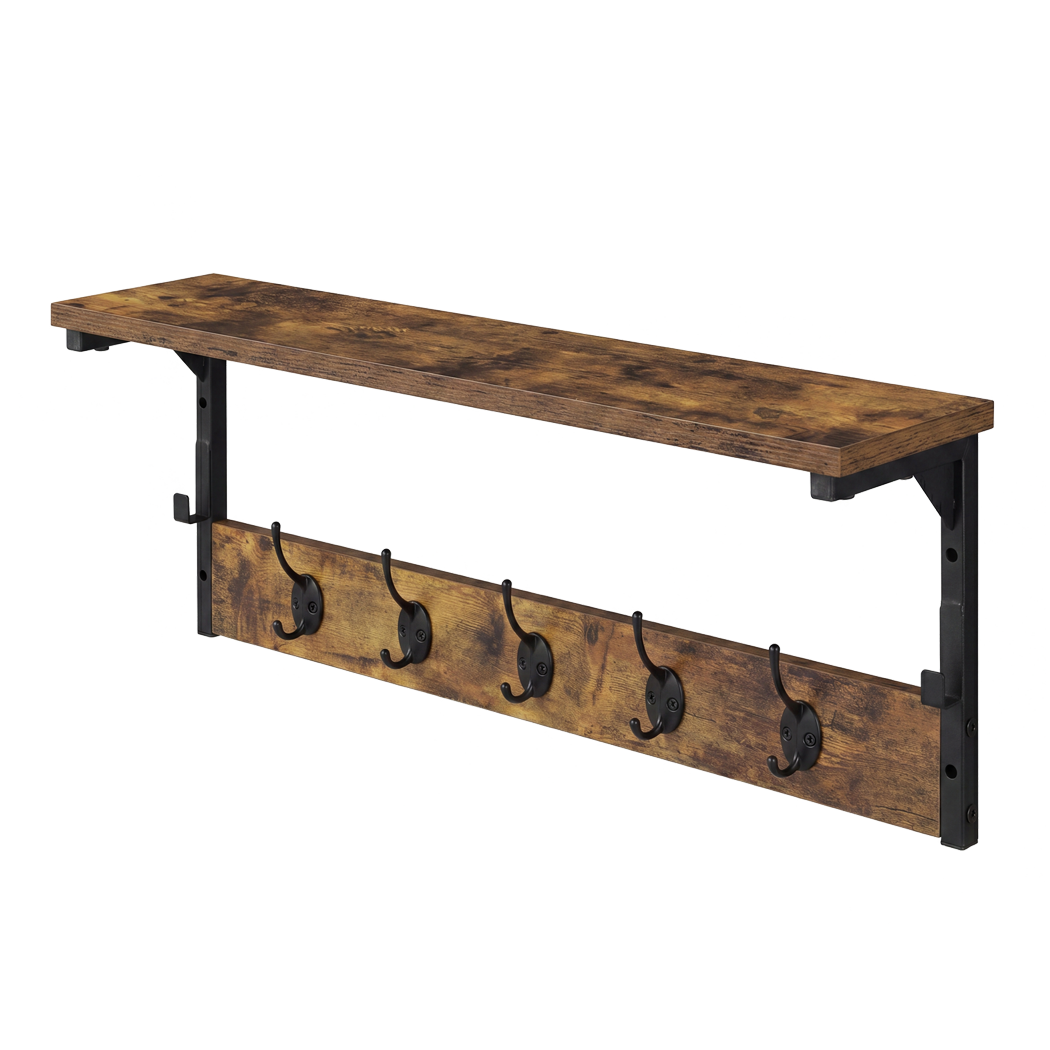 Wall Mounted Coat Rack Shelf 7 Hooks | HomeAndLiving - 9