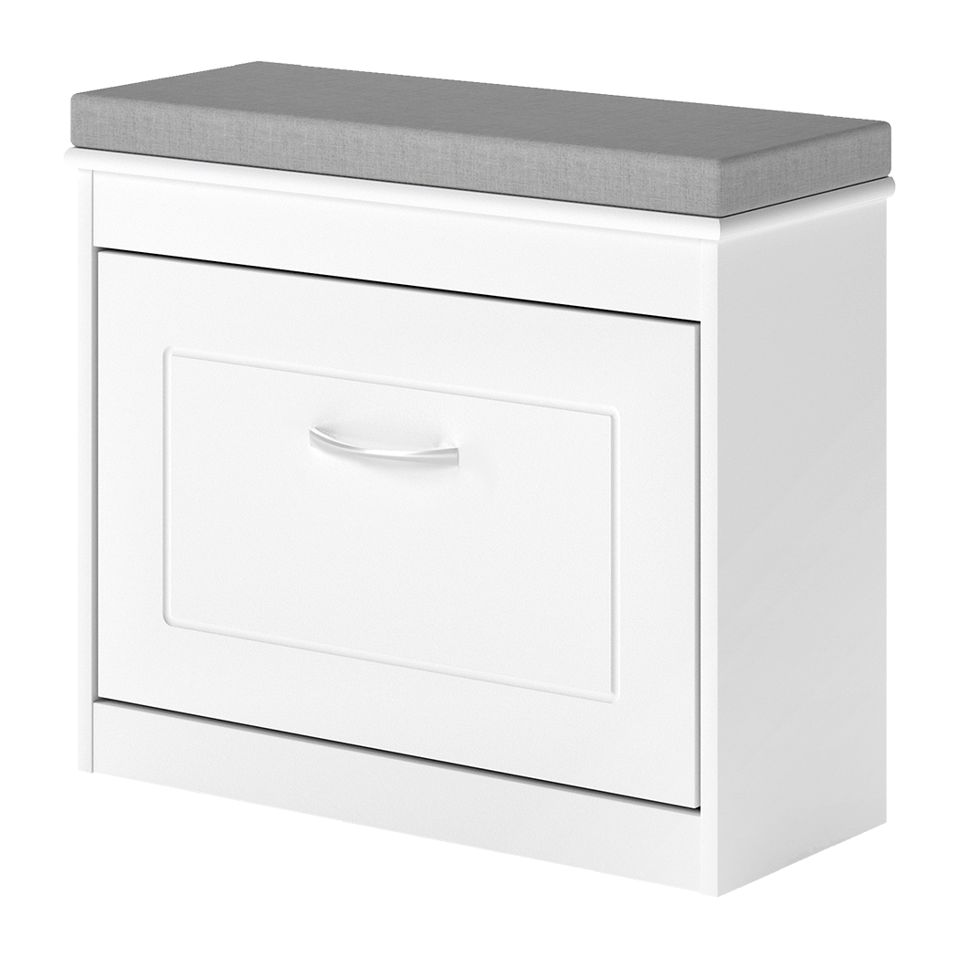 Shoe Rack Storage Bench White 60x24x51cm