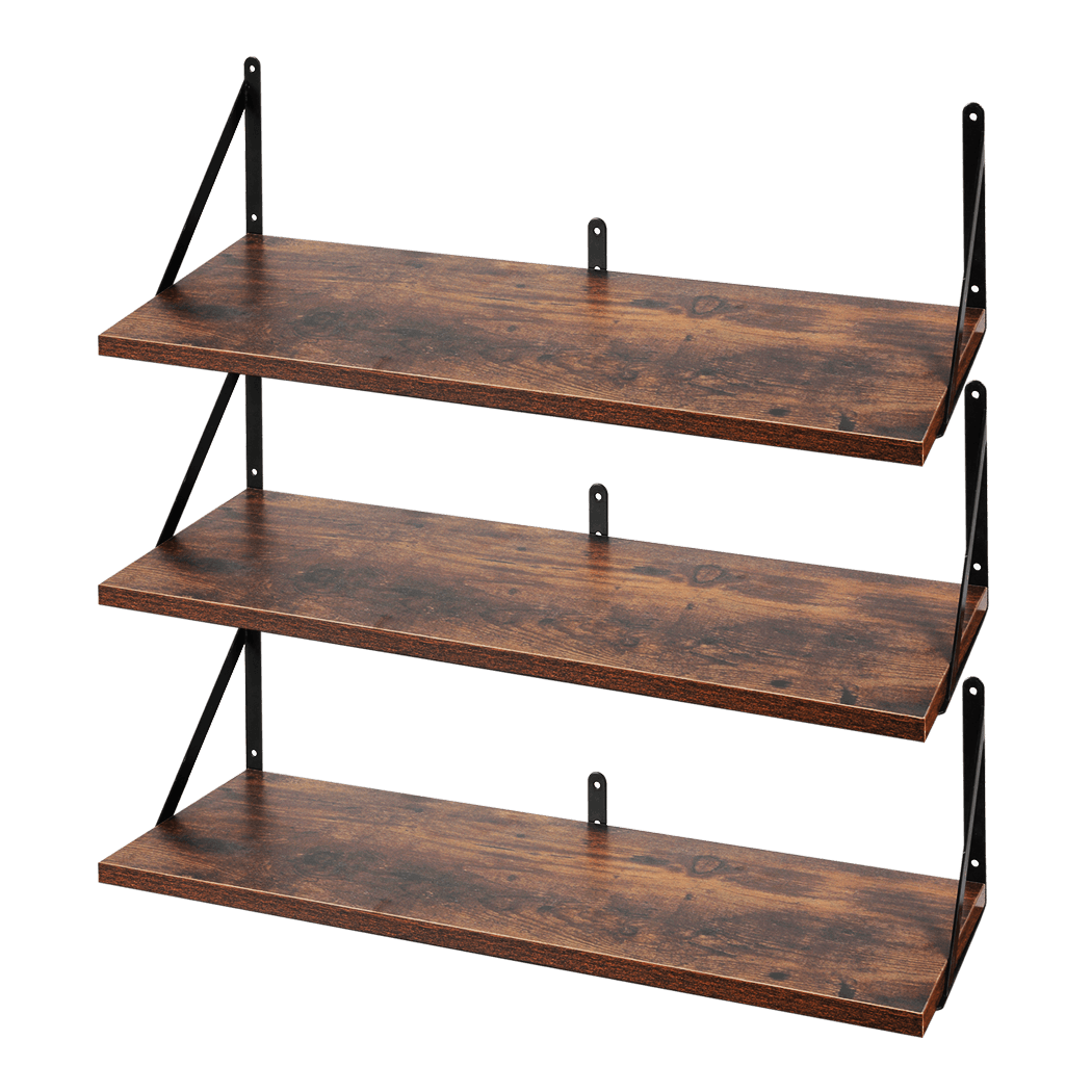 Levede Floating Shelves 3 Pcs Wall Mounted Rustic Storage Display Rack Bedroom