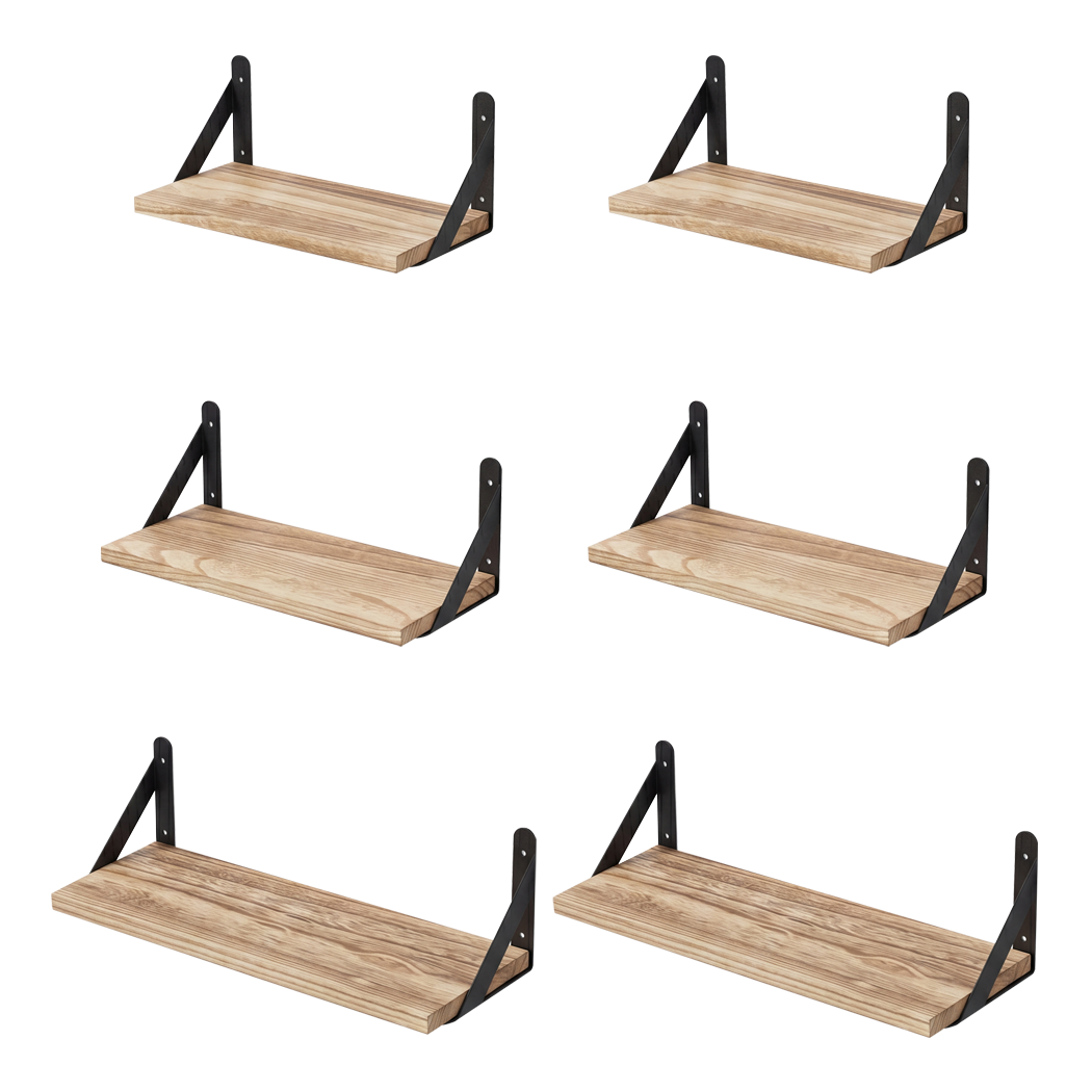 Floating Wall Shelves Set 6 Paulownia Wood | HomeAndLiving