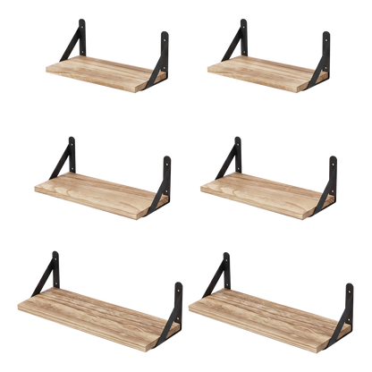 Floating Wall Shelves Set 6 Paulownia Wood | HomeAndLiving