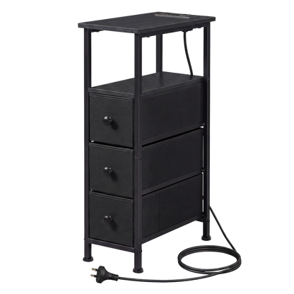 Slim Bedside Table With Led Charging 20x40x70cm