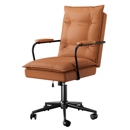 Functional Ergonomic Office Chair Computer PU Brown  Durable Frame