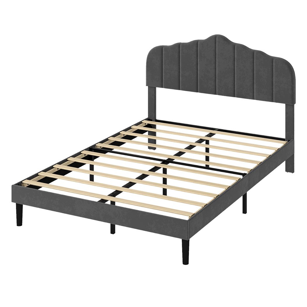 Upholstered Double Bed Frame Grey 193.5x140x103cm