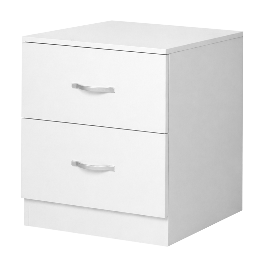 Bedside Table 2 Drawers White 40x36x47cm