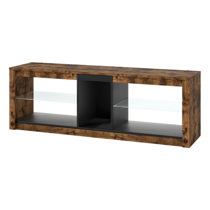 Tv Stand Glass Cabinet Oak 140x35x47cm