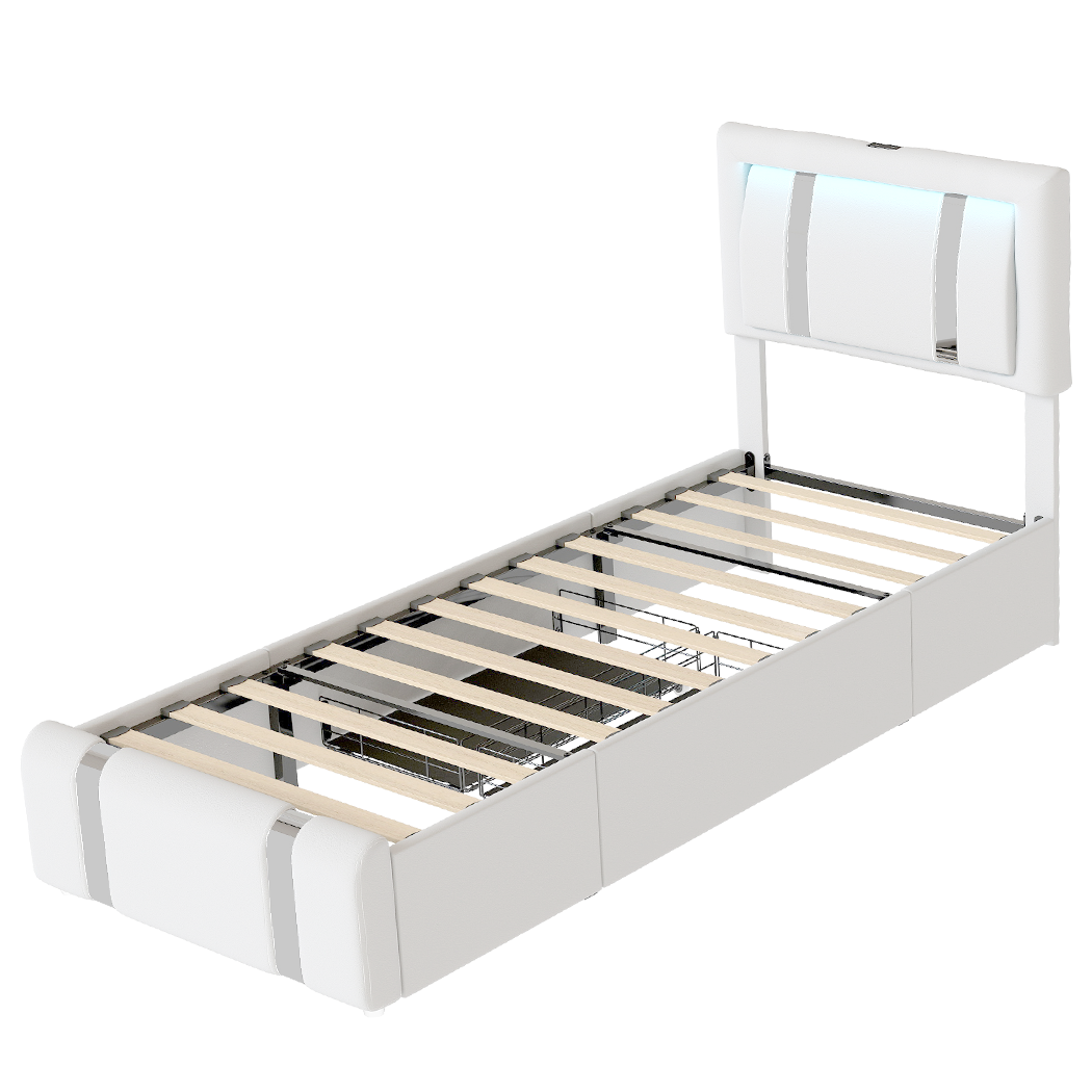 White bed frame 201x95x112cm, view 9