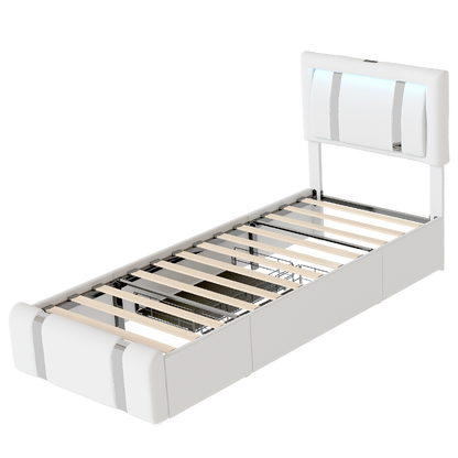 White bed frame 201x95x112cm, view 9