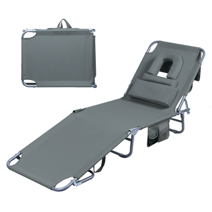Foldable Beach Lounge Chair Grey 22x0.8cm
