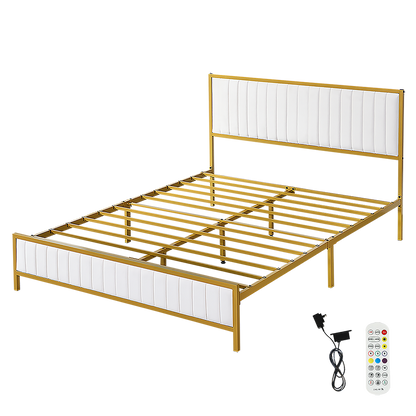 Premium Metal Bed Frame Under Bed Storage Double Beige  Durable Frame