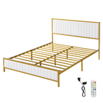 Premium Metal Bed Frame Under Bed Storage Double Beige  Durable Frame