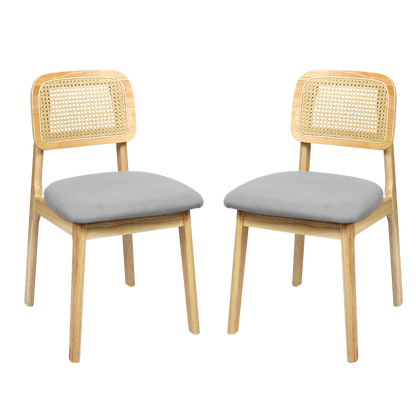 Functional Dining Chair Wood Rattan Armless Natural x6  Premium