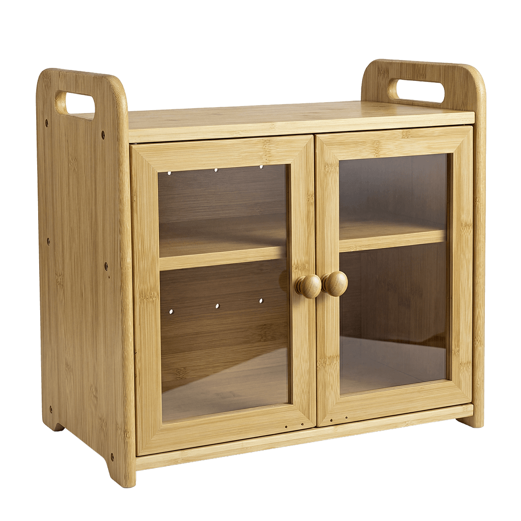 Toque Bread Bin 2 Tier Bamboo Bread Box Kitchen Counter Storage Container 20L