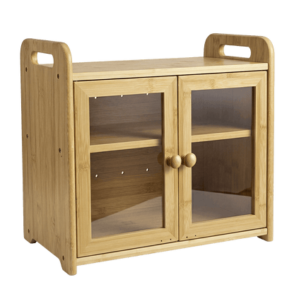 Toque Bread Bin 2 Tier Bamboo Bread Box Kitchen Counter Storage Container 20L