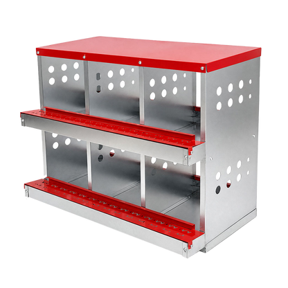 Pawz Chicken Nesting Box 6 Hole 2-Tier Roll Away Egg Collection Galvanized Coop