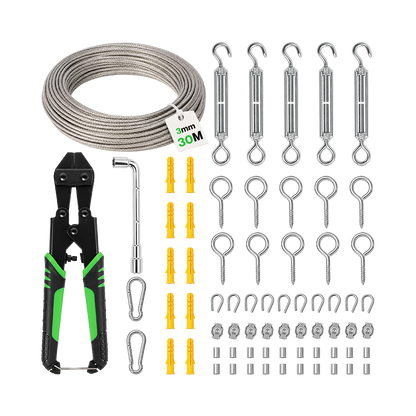 Wire Rope Kit 30M Stainless Steel 7x7cm