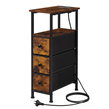 Bedside Table With Led Charging 20x40x70cm