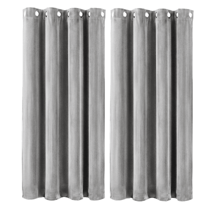 Marlow Velvet Blackout Curtains 2-Panel Room Darkening Eyelet Curtains Grey