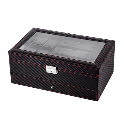 Watch Box 6 Slot Leather Case 33x20x13cm