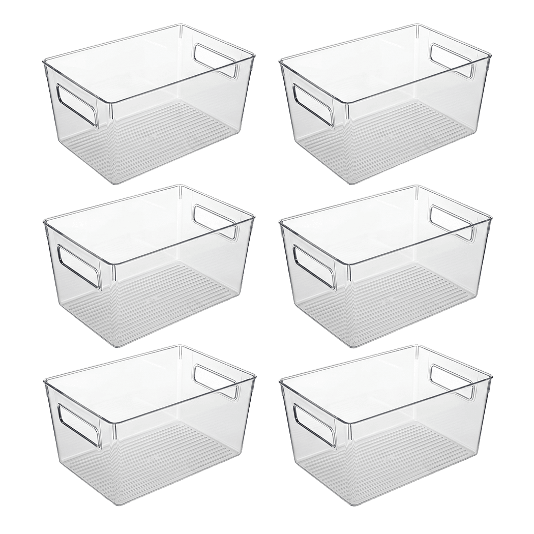 Toque Clear Plastic Storage Bins 6PCS Pantry Fridge Organizer Boxes Handles