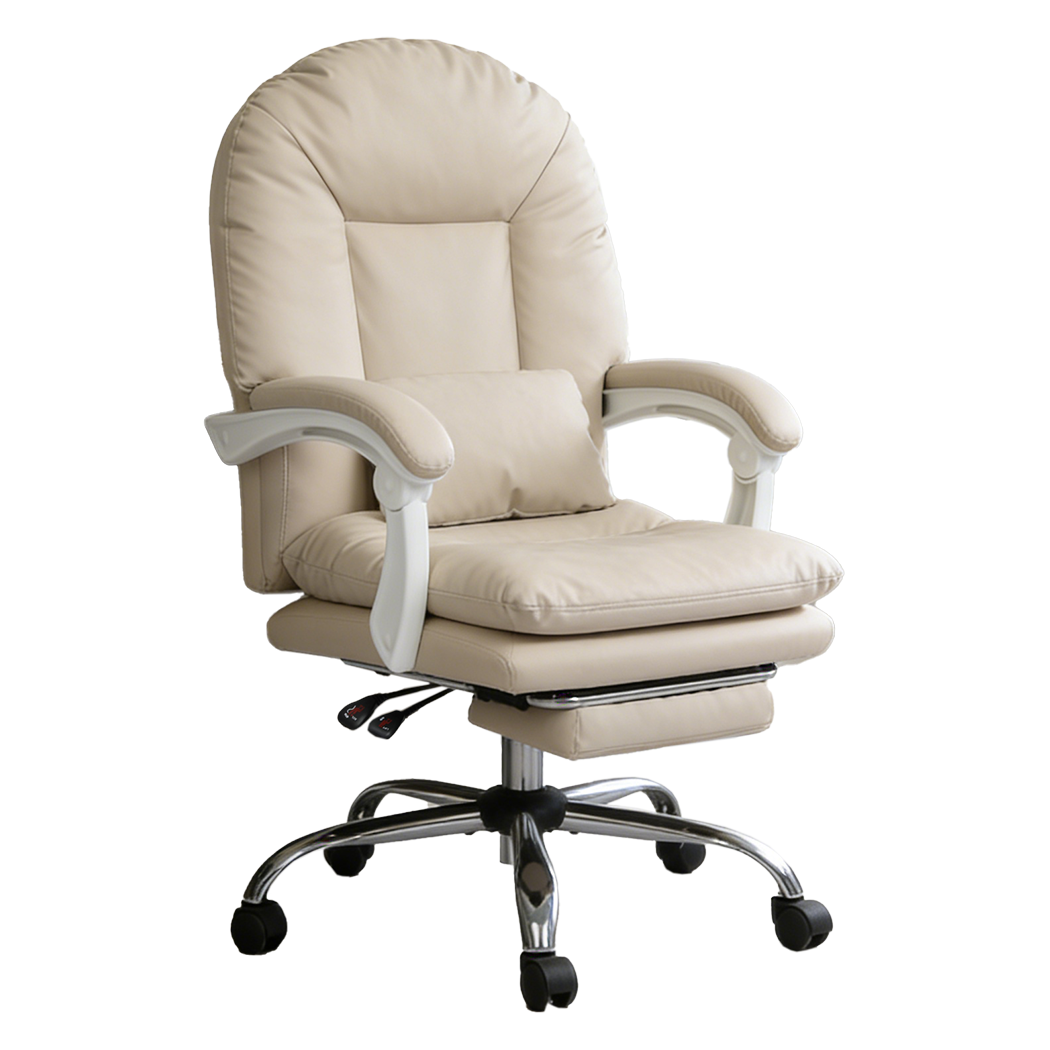 Executive Office Chair Beige Leather