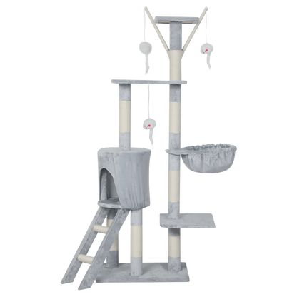 Cat Tree Scratching Post Grey 50x35x143cm