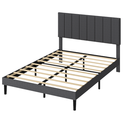 Double Bed Frame Upholstered Grey 193.5x140x103cm