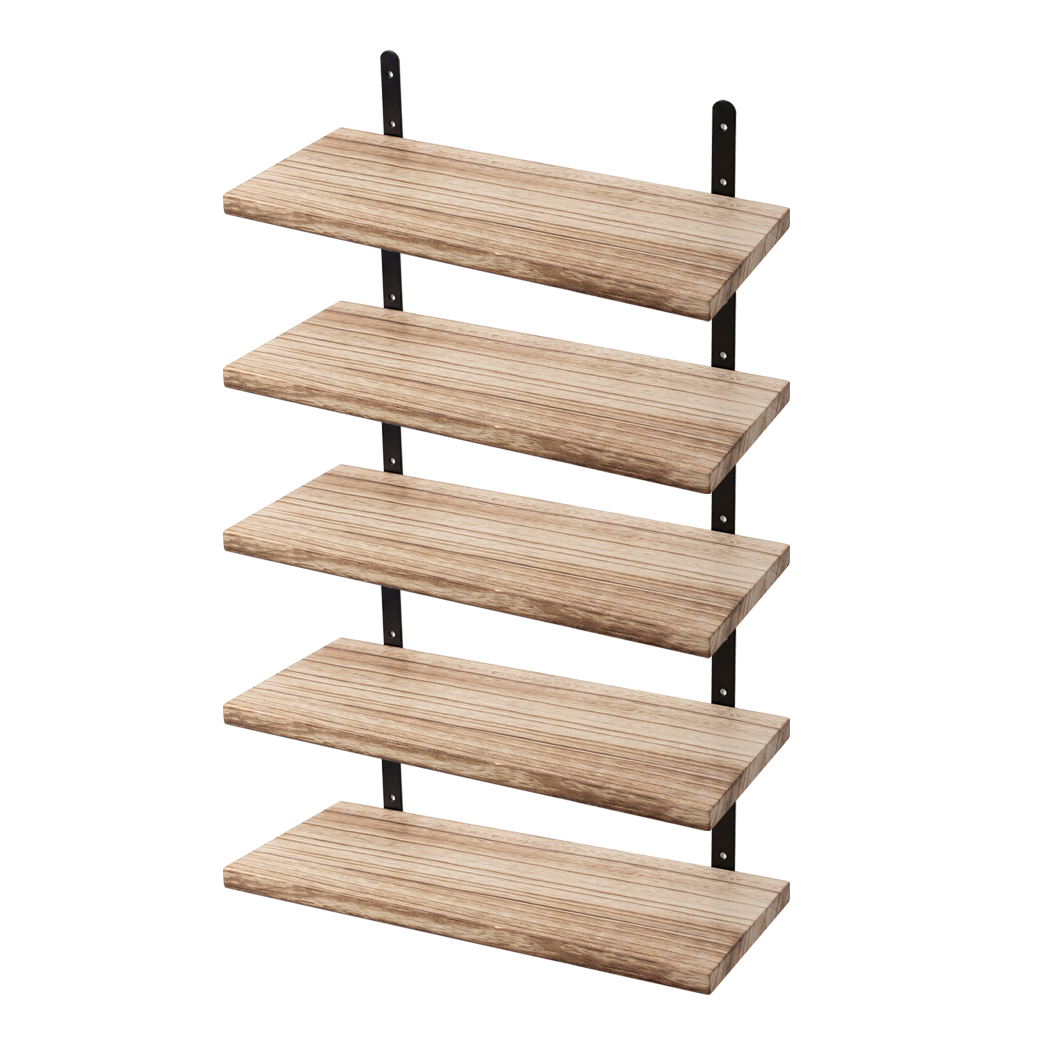 Floating Wall Shelves 5 Pack Rustic Wood Display | HomeAndLiving