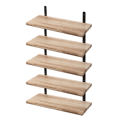 Floating Wall Shelves 5 Pack Rustic Wood Display | HomeAndLiving