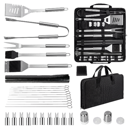 Moyasu 29Pcs BBQ Tool Set Stainless Steel Grill Cook Barbecue Grill Utensils Kit