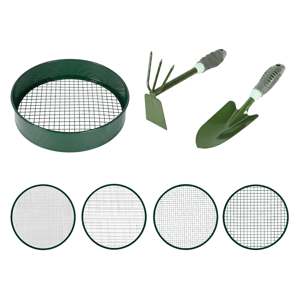 Garden Sieve Set Green Metal 31.2x7.2cm