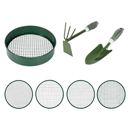 Garden Sieve Set Green Metal 31.2x7.2cm
