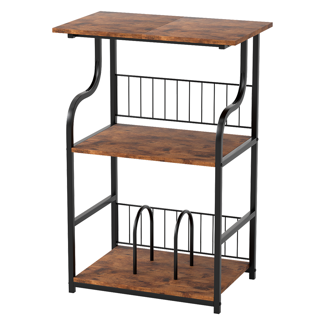 Side Table 3-Tier Storage Brown 50x30cm