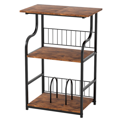 Side Table 3-Tier Storage Brown 50x30cm