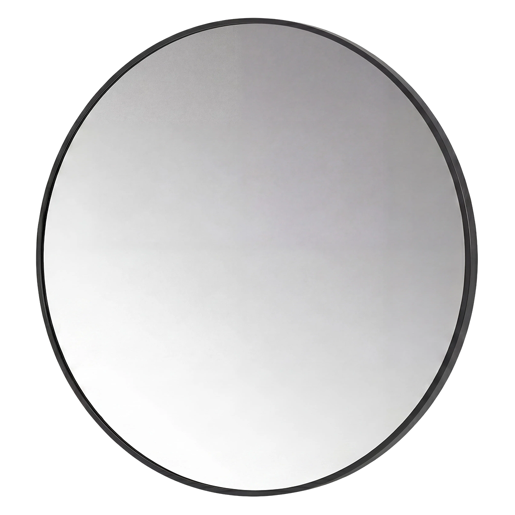 60cm Round Wall Mirror Black Frame Bathroom | HomeAndLiving