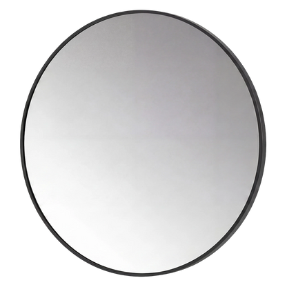 60cm Round Wall Mirror Black Frame Bathroom | HomeAndLiving