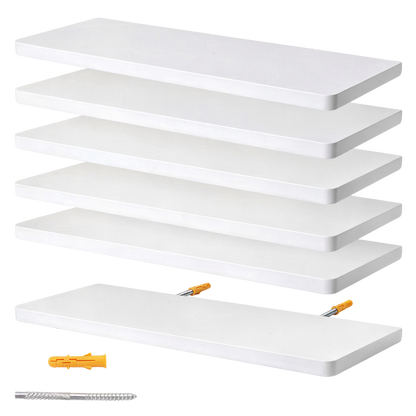 Levede Floating Shelves 6Pcs DIY Wall Mounted Storage Display Bookshelf White