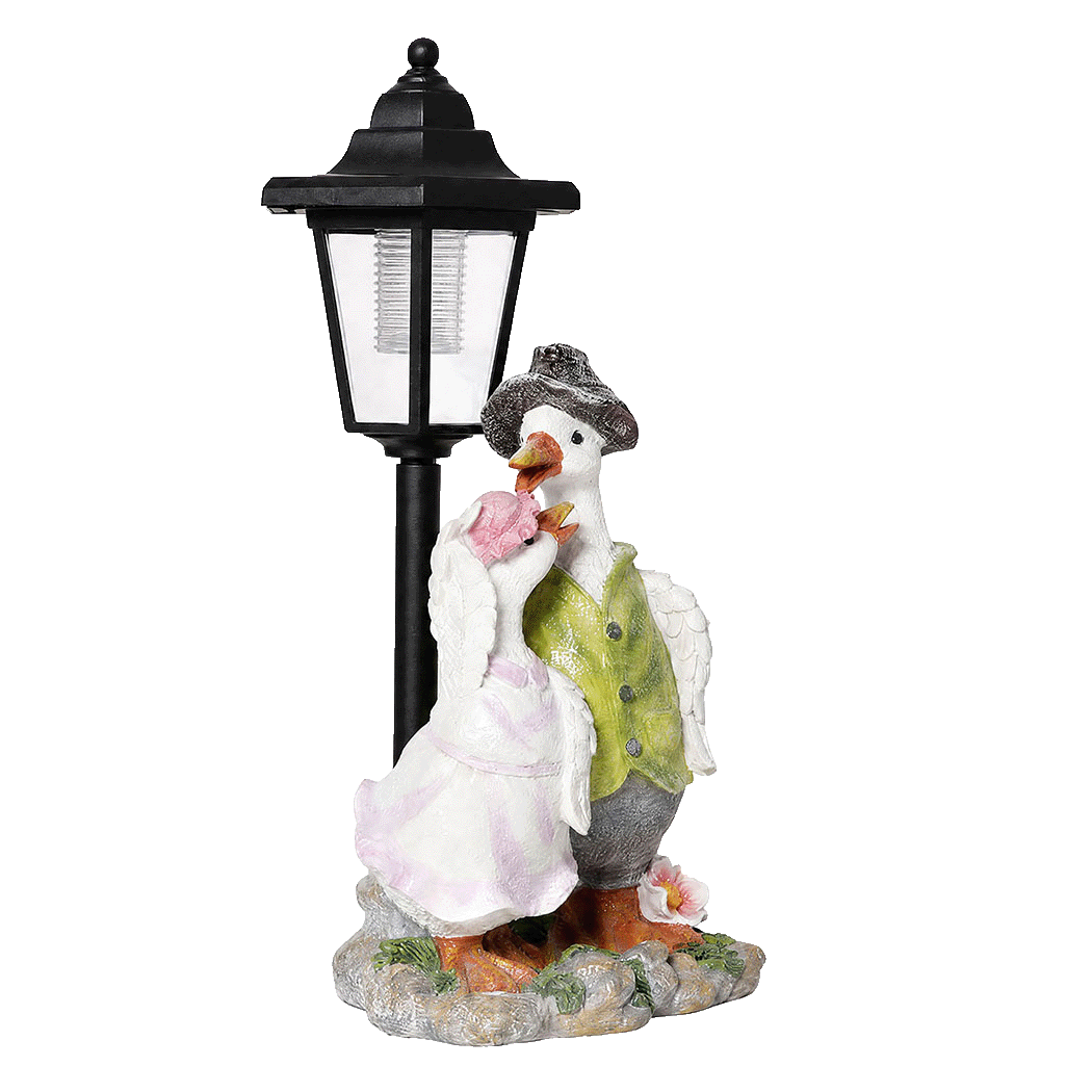Duck Statue Solar Light White 15.5x12.5x34.5cm