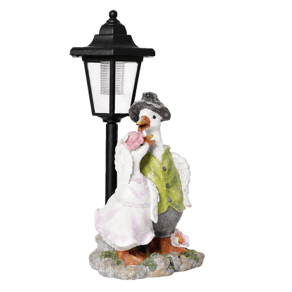Duck Statue Solar Light White 15.5x12.5x34.5cm