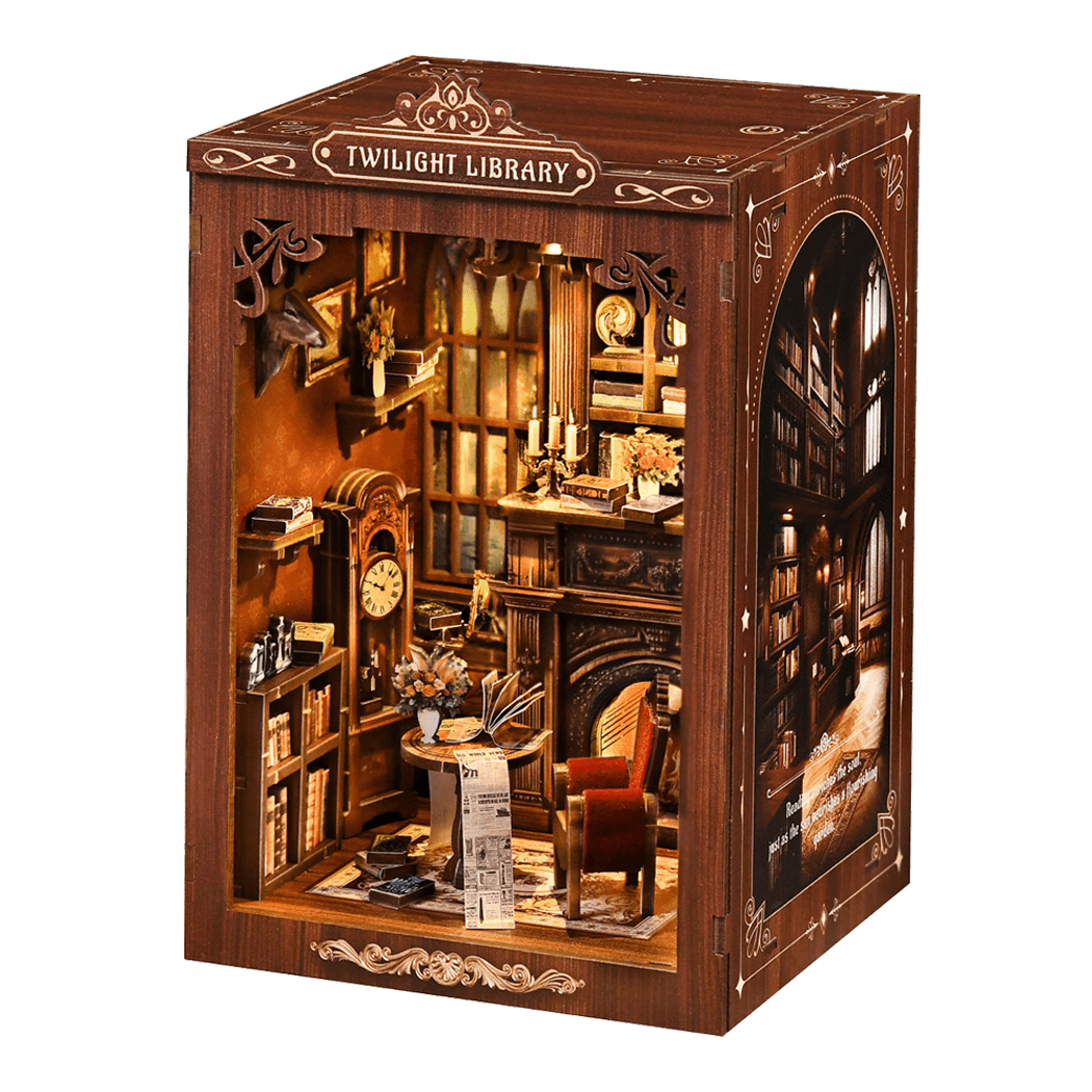 Miniature Book Nook Kit Walnut 12x11x19cm