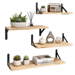 Floating Wall Shelves Rustic Wood Set 4 | HomeAndLiving