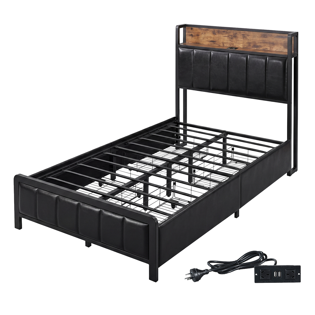 Single Bed Frame Storage Drawer 208x95x101cm