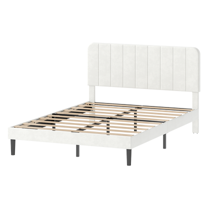 Double Bed Frame Upholstered White 190x139.5x113cm