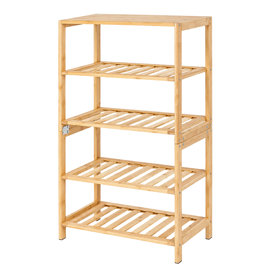 Bamboo Shoe Rack 5 Tier Storage 45x28x80cm