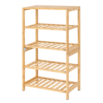 Bamboo Shoe Rack 5 Tier Storage 45x28x80cm