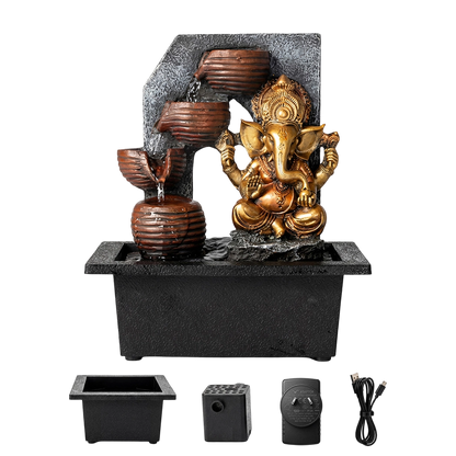 LED Tabletop Zen Water Fountain Desk Office | HomeAndLiving