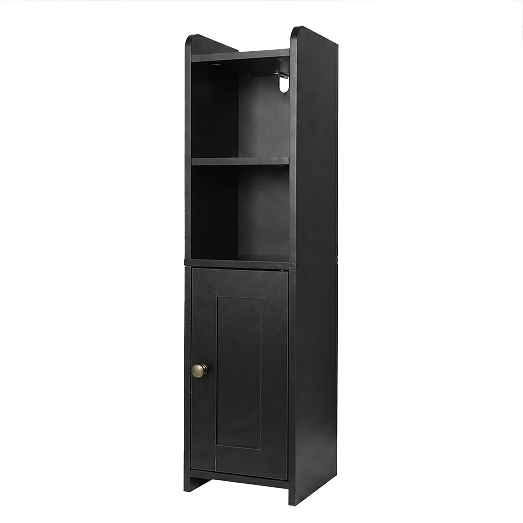 Levede Bathroom Cabinet Storage Slim Organiser Paper Holder Corner 78.5cm Black