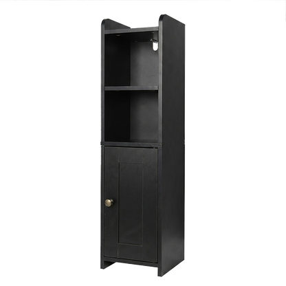 Levede Bathroom Cabinet Storage Slim Organiser Paper Holder Corner 78.5cm Black